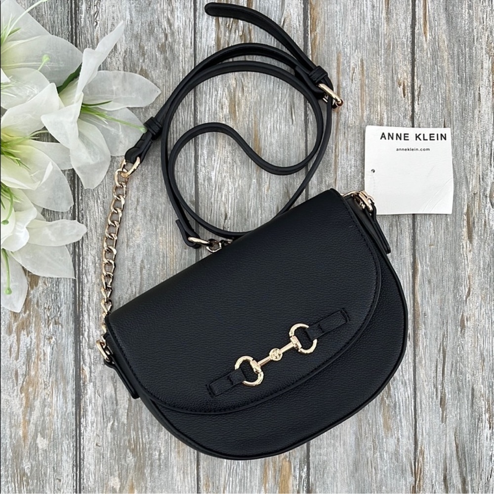 Anne Klein Black Half Dome Crossbody Bag